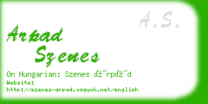 arpad szenes business card